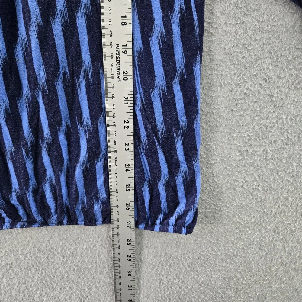 MICHAEL Kors Women Blouse XL Blue‎ Striped Activewear Scoop Neck Pullover